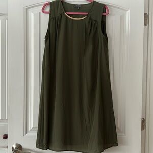 Olive green fully lined sleeveless shift